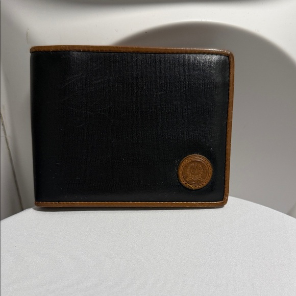 Christian Dior Vintage Black and Brown Leather Bi-Fold Wallet